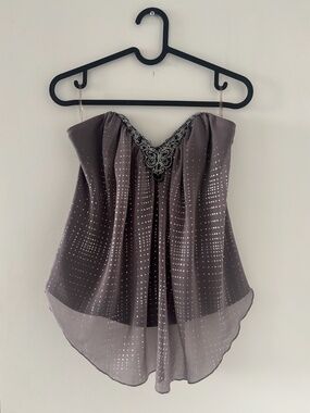 Vintage Grey/Purple and Silver Dotted Corset Top – Size Small